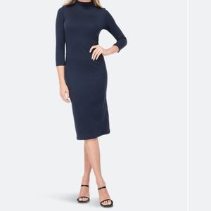 Velvet Torch Ribbed Navy Midi Dress XS